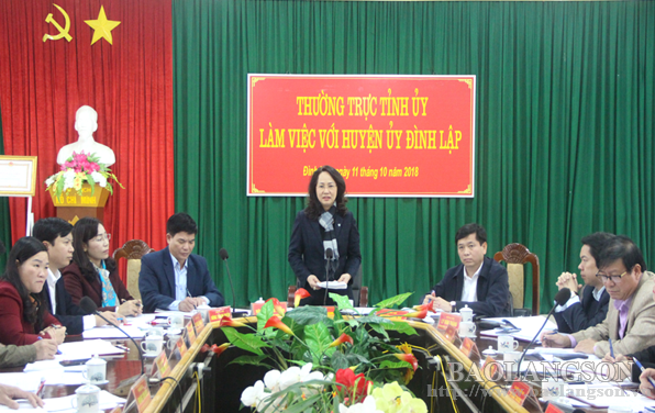 Thường trực Tỉnh ủy Lạng Sơn làm việc với Huyện ủy Đình Lập