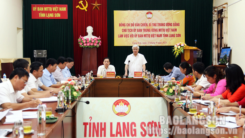 Đồng chí Chủ tịch Ủy ban Trung ương MTTQ Việt Nam làm việc với Ủy ban MTTQ tỉnh Lạng Sơn