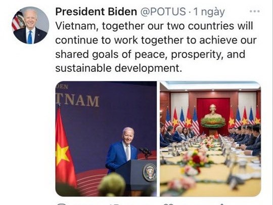 Tổng thống Joe Biden đăng thông điệp ý nghĩa sau chuyến thăm Việt Nam