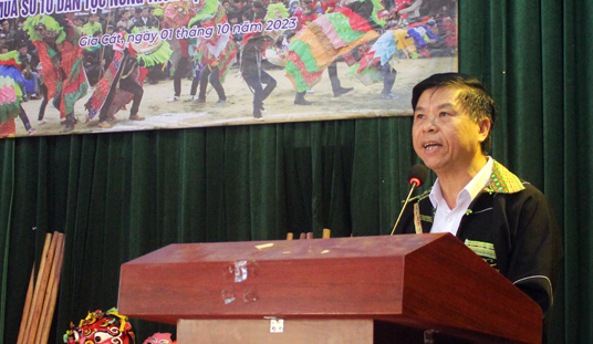 Bế giảng lớp truyền dạy và thành lập, ra mắt đội múa sư tử dân tộc Nùng xã Gia Cát huyện Cao Lộc
