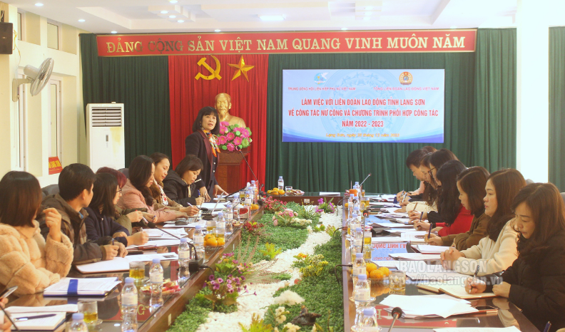 Đoàn công tác của Tổng Liên đoàn Lao động Việt Nam và Hội Liên hiệp Phụ nữ Việt Nam làm việc với Liên đoàn Lao động tỉnh